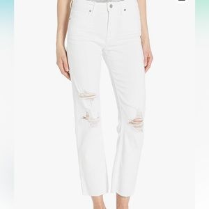 Paige White Novella High Rise Jeans with Frayed Hem